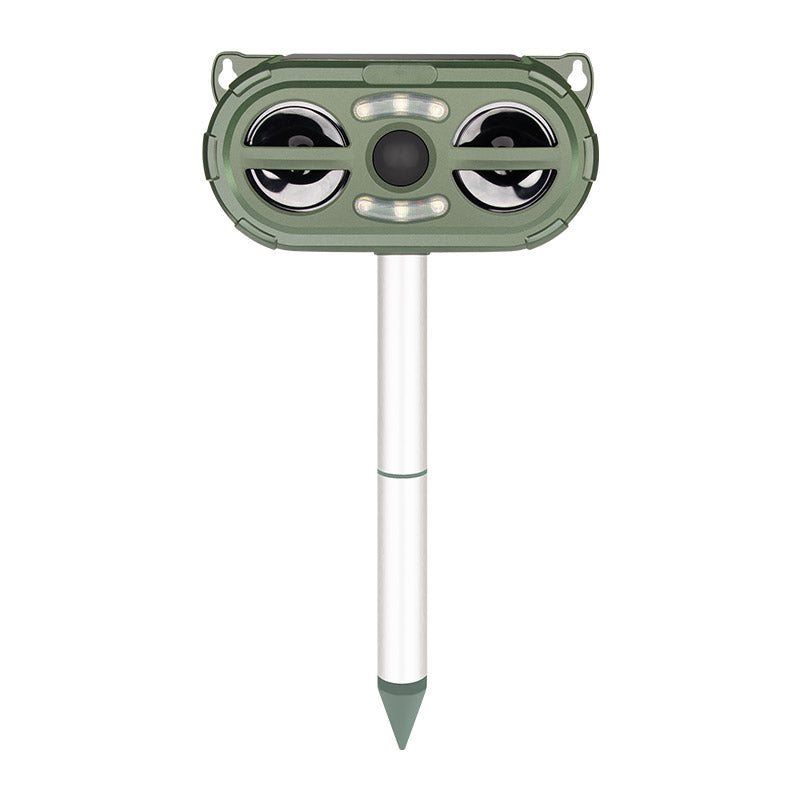 Animal Repellent Solar Powered Ultrasonic Motion Sensor and Flashing Light Outdoor Weatherproof Farm Garden Lawn for Coyote Bird Skunk Snake Raccoon Rabbit Squirrel