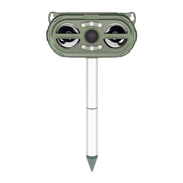 Animal Repellent Solar Powered Ultrasonic Motion Sensor and Flashing Light Outdoor Weatherproof Farm Garden Lawn for Coyote Bird Skunk Snake Raccoon Rabbit Squirrel