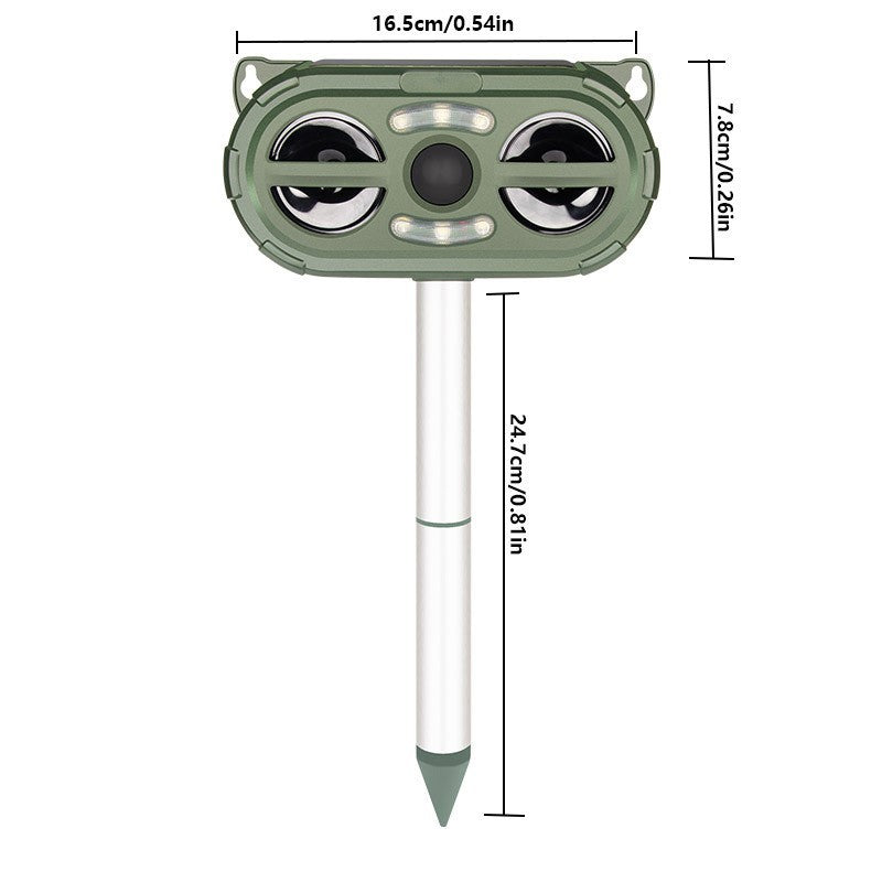 Animal Repellent Solar Powered Ultrasonic Motion Sensor and Flashing Light Outdoor Weatherproof Farm Garden Lawn for Coyote Bird Skunk Snake Raccoon Rabbit Squirrel