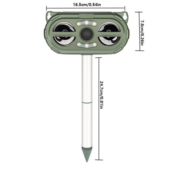 Animal Repellent Solar Powered Ultrasonic Motion Sensor and Flashing Light Outdoor Weatherproof Farm Garden Lawn for Coyote Bird Skunk Snake Raccoon Rabbit Squirrel