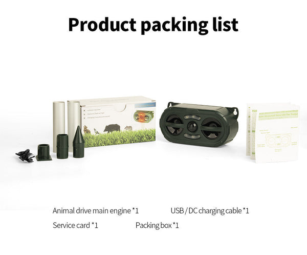 Animal Repellent Solar Powered Ultrasonic Motion Sensor and Flashing Light Outdoor Weatherproof Farm Garden Lawn for Coyote Bird Skunk Snake Raccoon Rabbit Squirrel