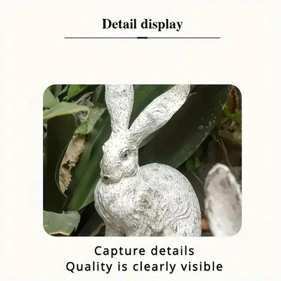 Antique Distressed Old Forest Rustic Wooden Rabbit Resin Sculpture, Animal Decor for Garden and Balcony, Cracked and Peeling Weathered Effect, Vintage Style Animal Statue for Outdoor Landscape and Home Decor