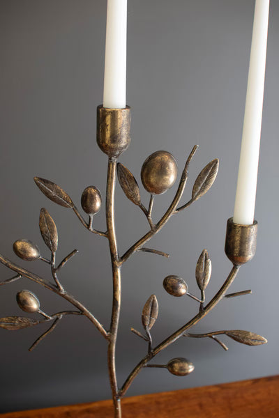 Antique Brass Fruit Tree Taper Candelabra