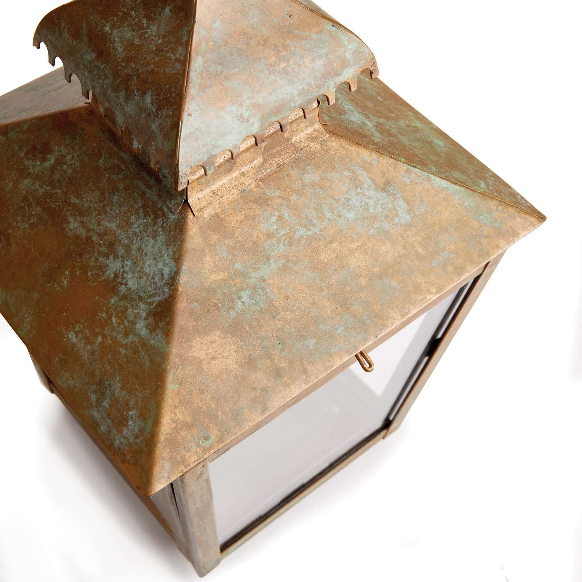 Antique Copper Pagoda Lantern with Weathered Patina