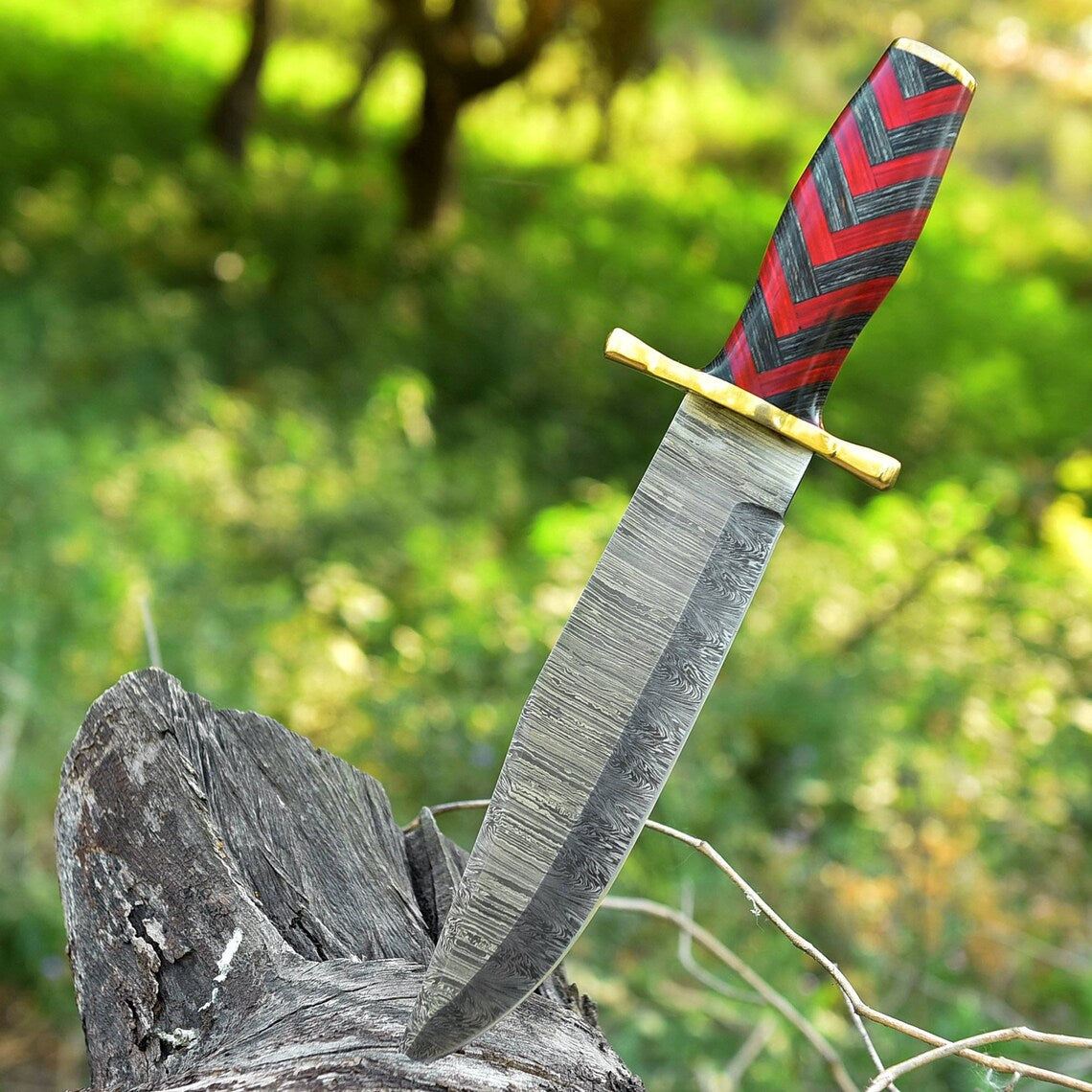 Antique Damascus Steel Bowie Knife – 11