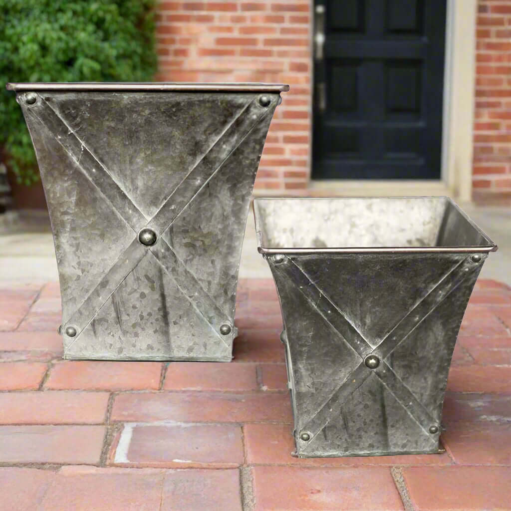 Zinc Square Planters VagabondVintage