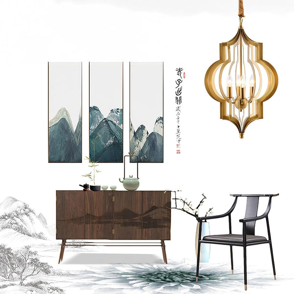 Antique Gold Leaf Lantern Chandelier 12.2