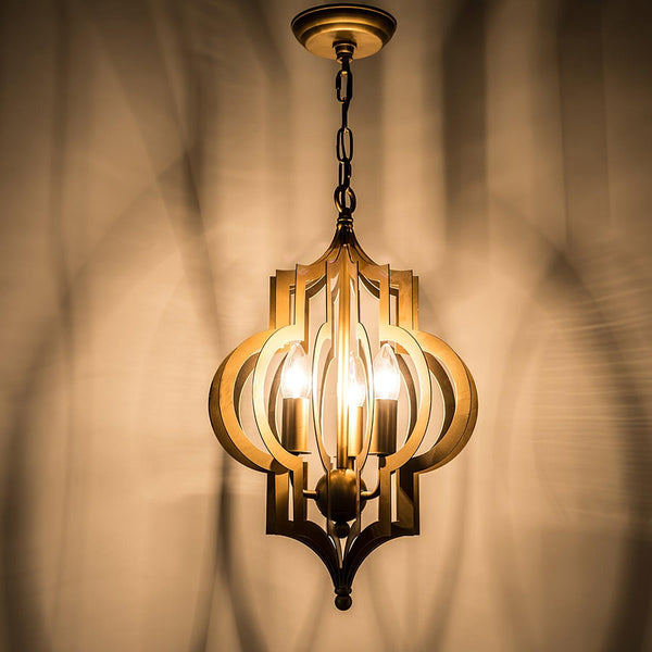 Antique Gold Leaf Lantern Chandelier 12.2