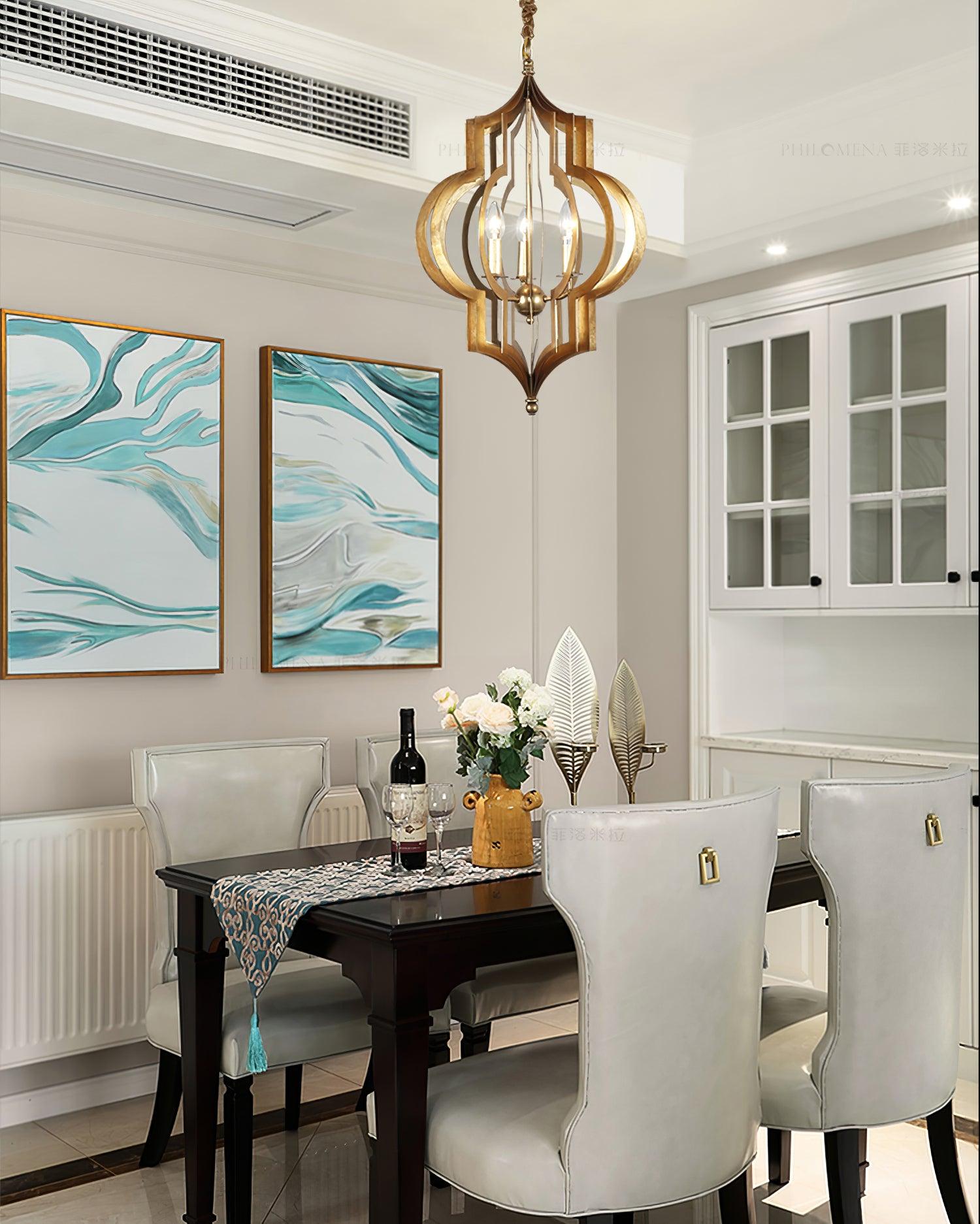 Antique Gold Leaf Lantern Chandelier 12.2