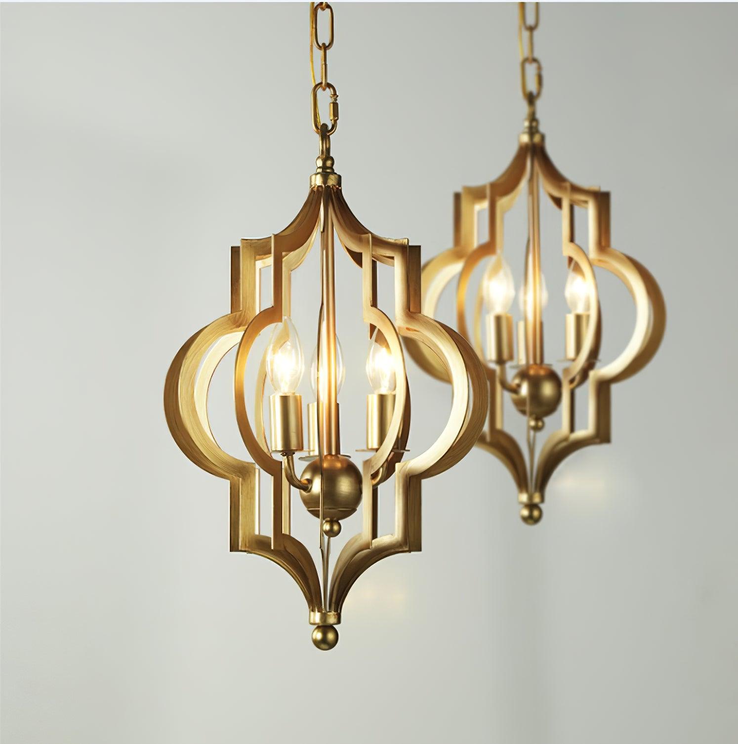 Antique Gold Leaf Lantern Chandelier 12.2