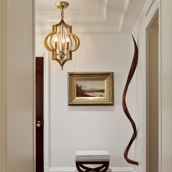 Antique Gold Leaf Lantern Chandelier 12.2