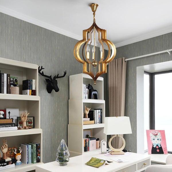 Antique Gold Leaf Lantern Chandelier 12.2