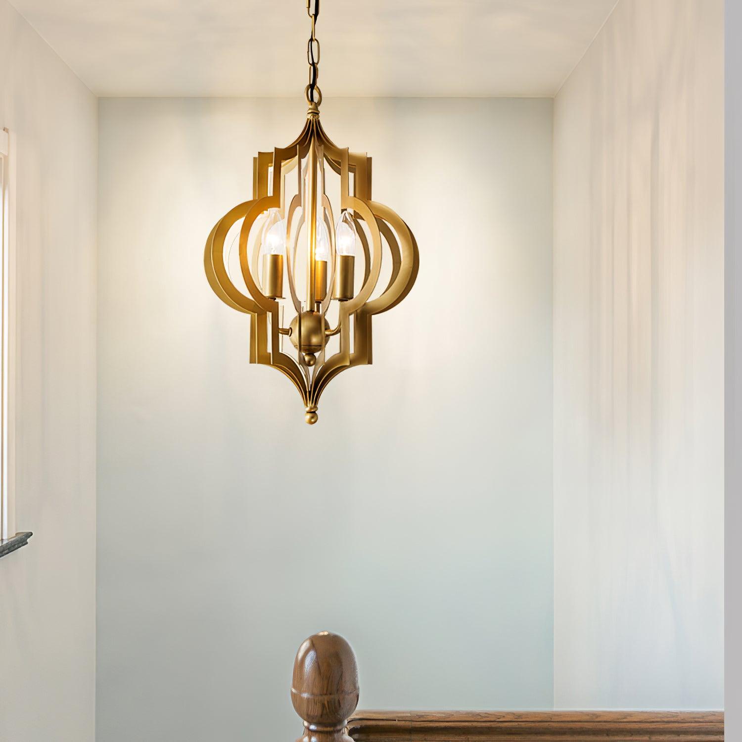 Antique Gold Leaf Lantern Chandelier 12.2