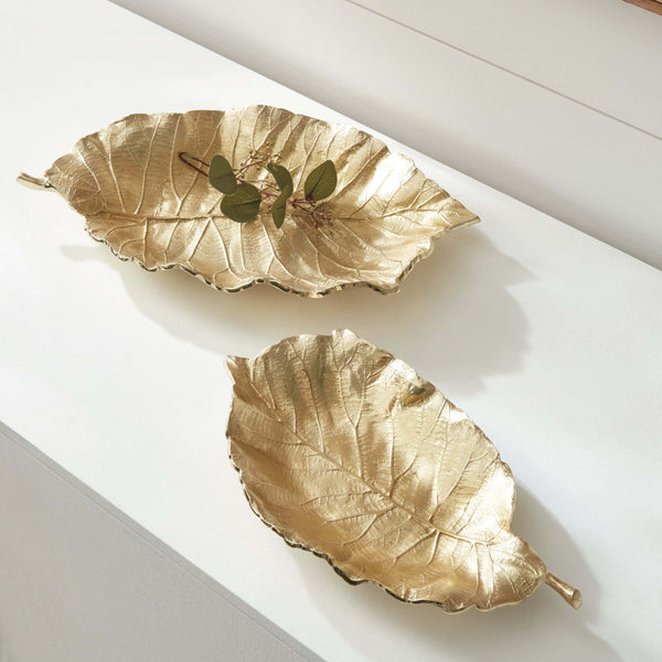 Antique Gold Leaf Shaped Accent Tray