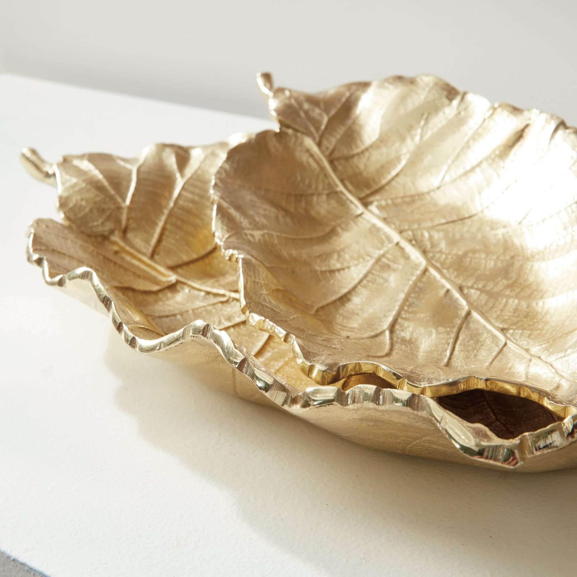 Antique Gold Leaf Shaped Accent Tray