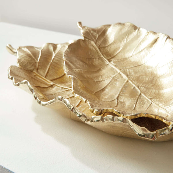 Antique Gold Leaf Shaped Accent Tray