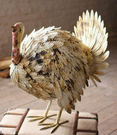 Antique White Painted Metal Turkey