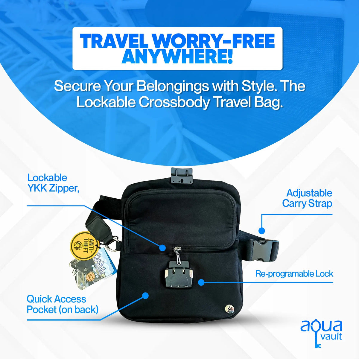 Lockable Anti-Theft Crossbody Bag for Travel