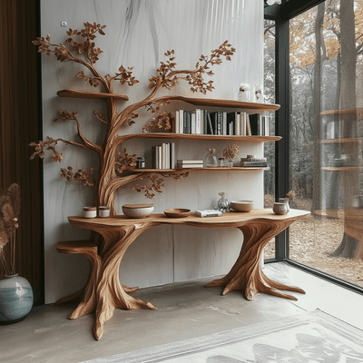 Arbelle Solid Wood Console Table with Shelves