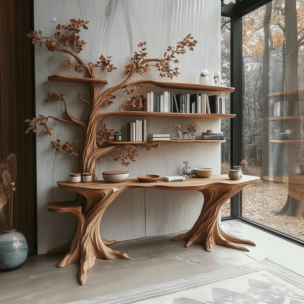 Arbelle Solid Wood Console Table with Shelves