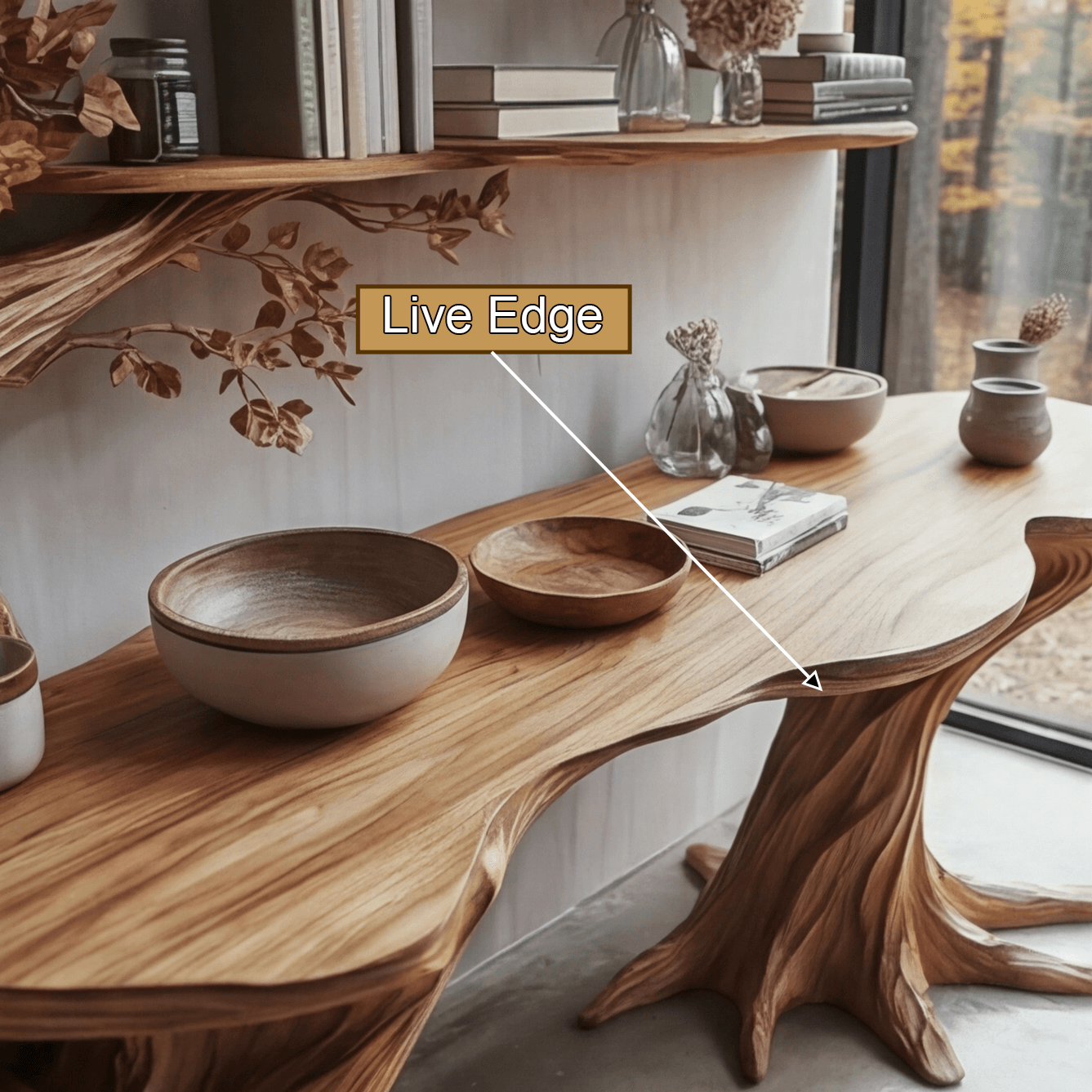 Arbelle Solid Wood Console Table with Shelves