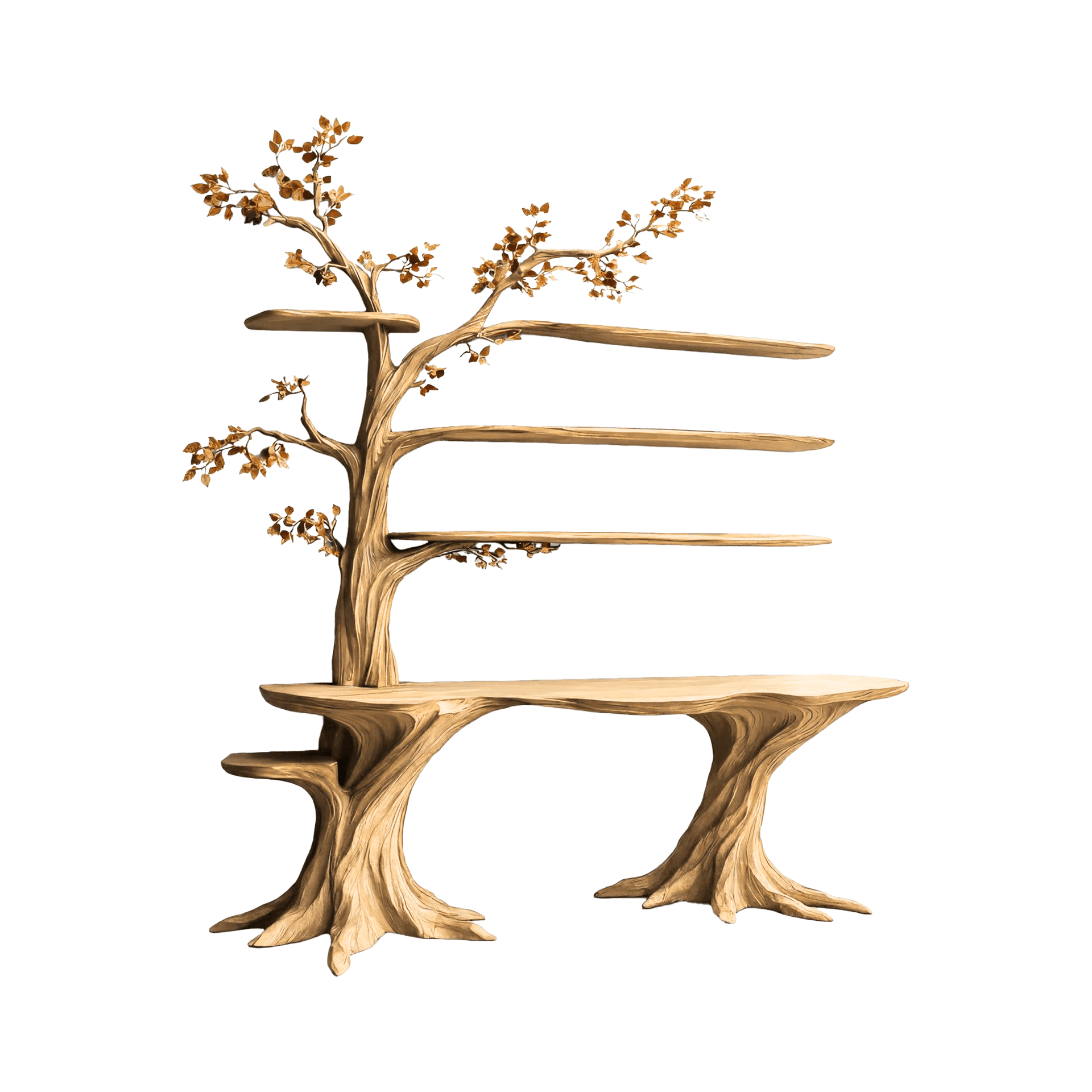 Arbelle Solid Wood Console Table with Shelves