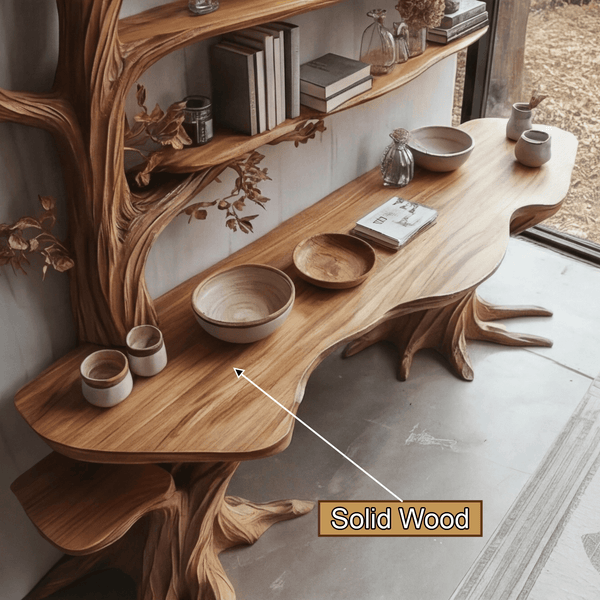 Arbelle Solid Wood Console Table with Shelves