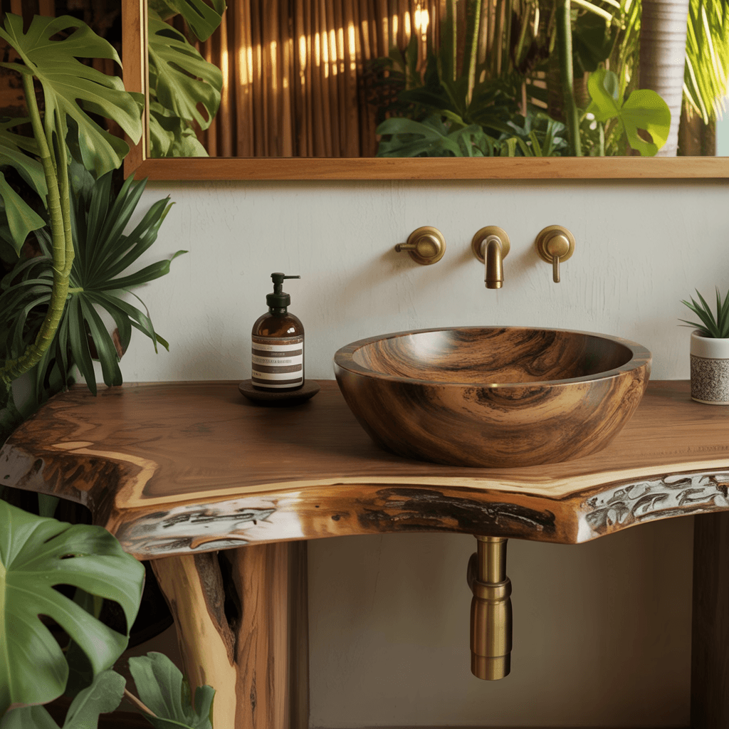 Arborflow Solid Wood Round Vessel Sink
