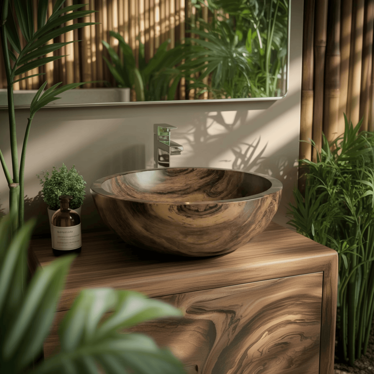 Arborflow Solid Wood Round Vessel Sink