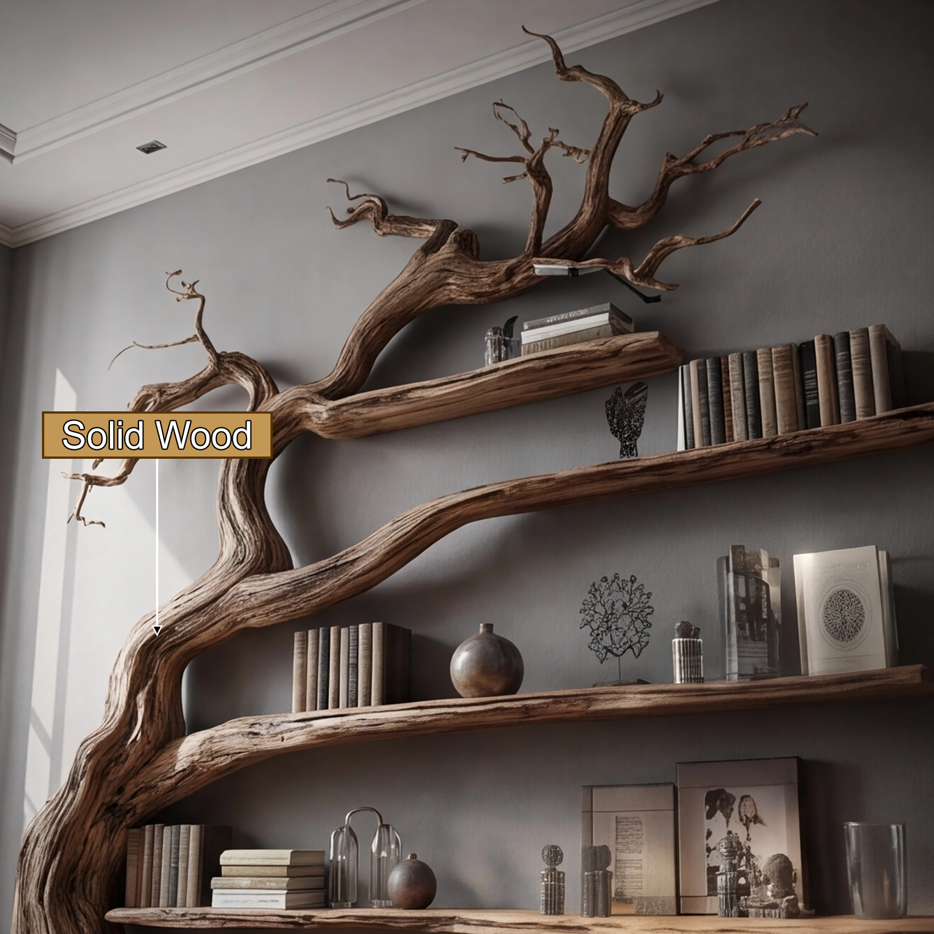 Arboris Drift Natural Wood Tree Bookshelf