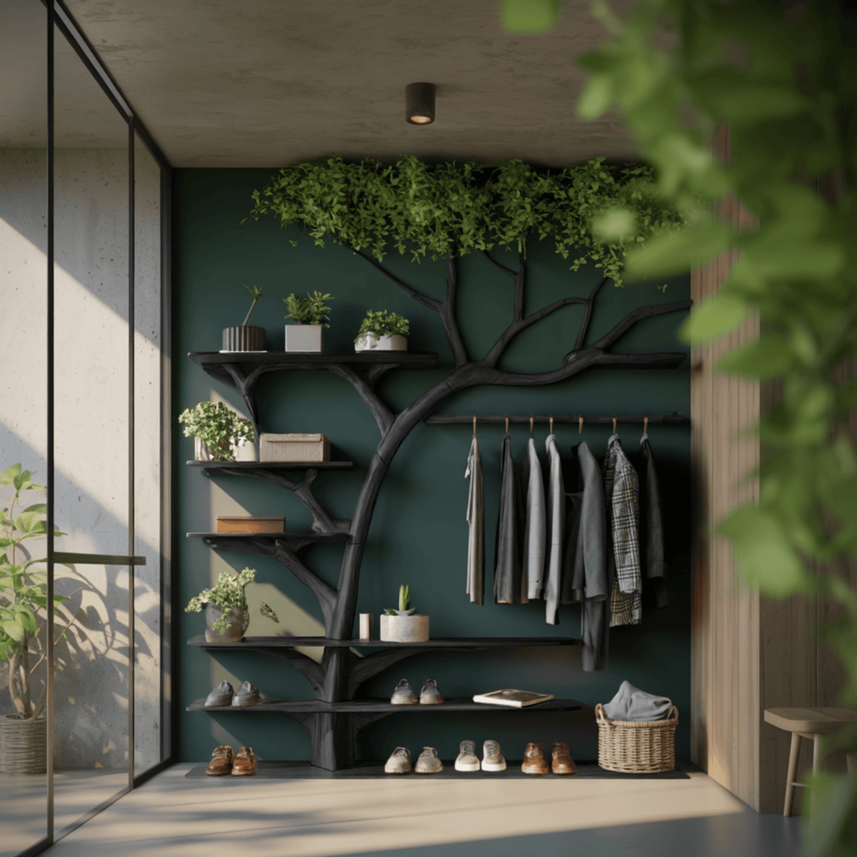 Arboris Flow Tree-Shaped Solid Wood Entryway Organizer