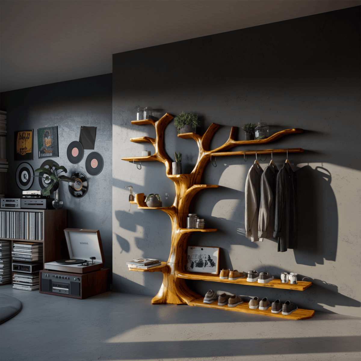 Arboris Halo Tree-Shaped Solid Wood Entryway Organizer