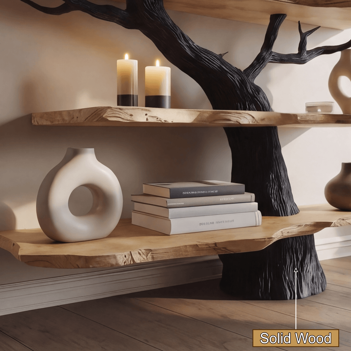 Arboris Noir Solid Wood Tree Bookshelf