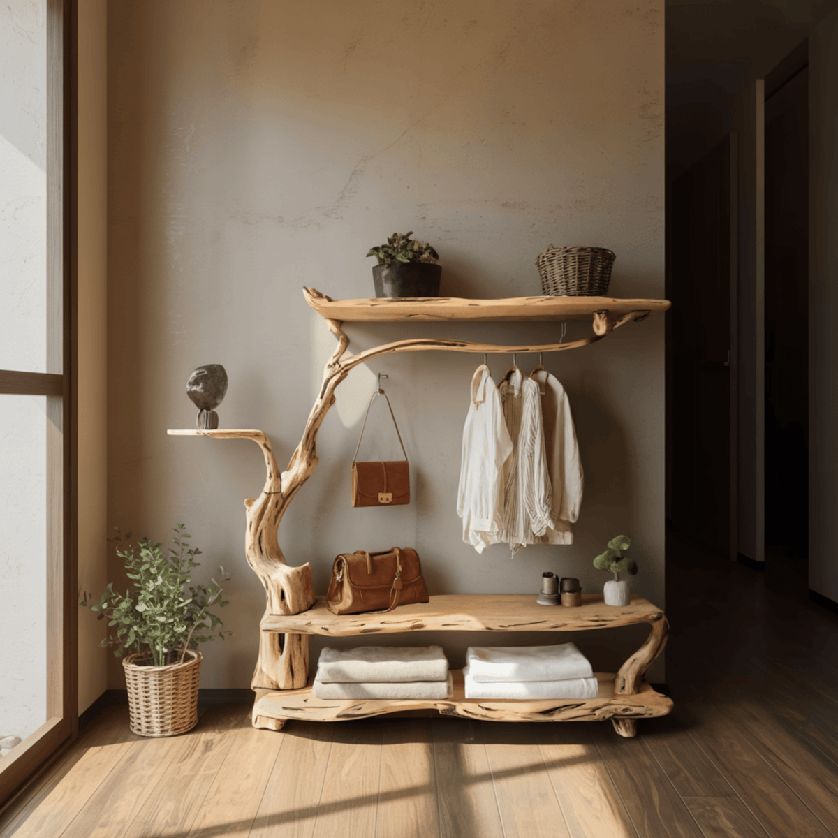 Arboris Root Tree-Shaped Solid Wood Entryway Organizer