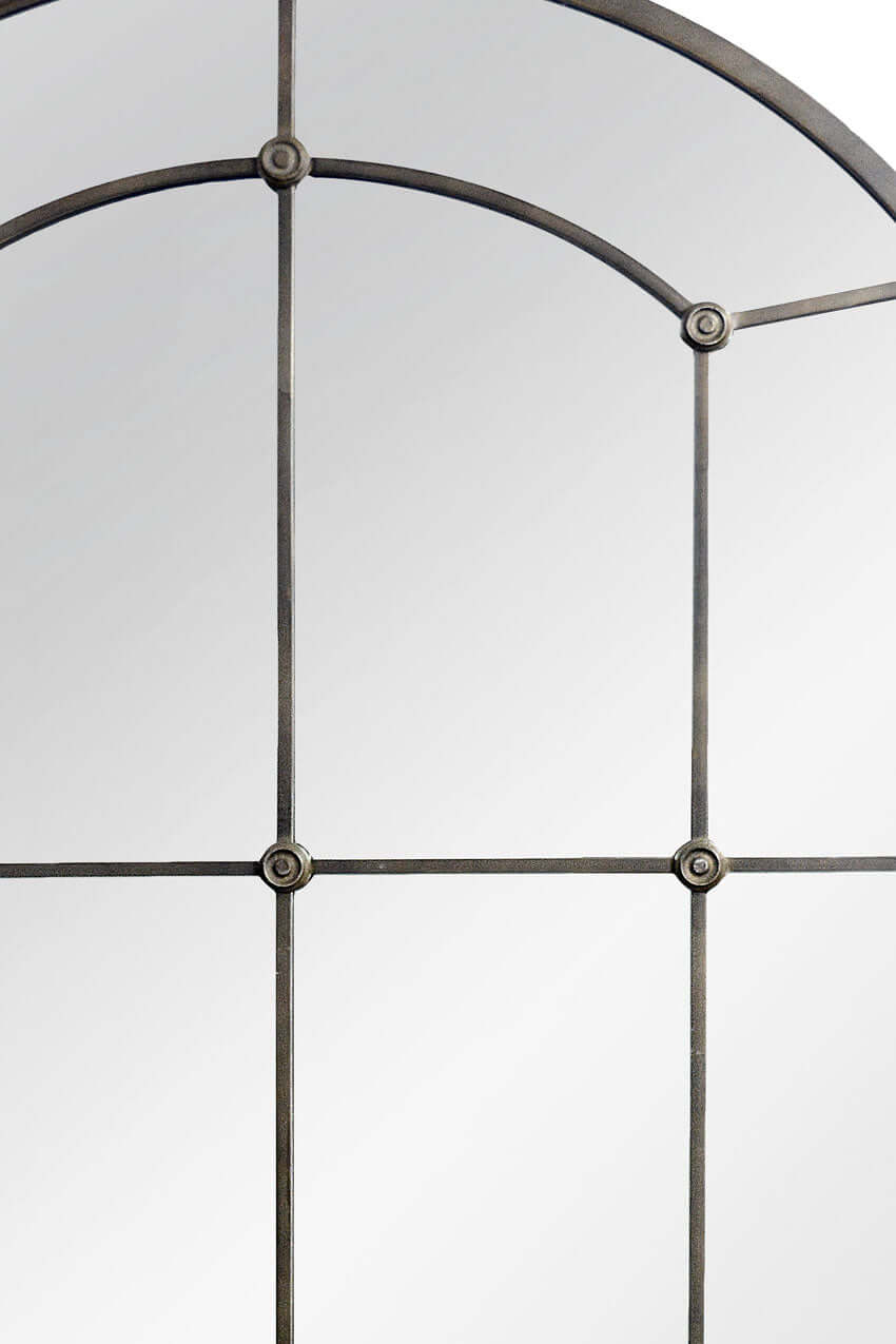 Arched Industrial Grid Wall Mirror