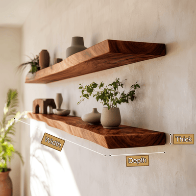 Arliven Live Edge Solid Wood Floating Shelf SPA383961