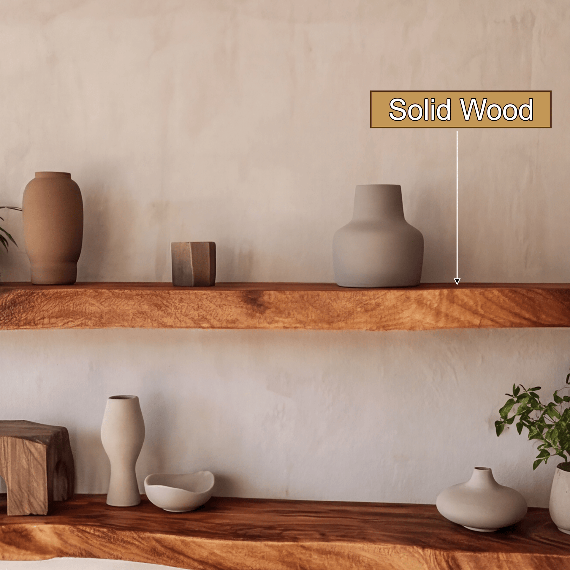 Arliven Live Edge Solid Wood Floating Shelf SPA383961