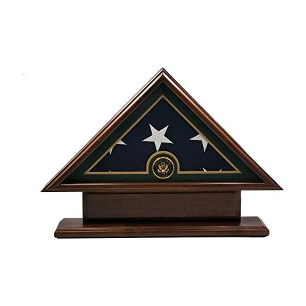 5'x9' Flag Display Case for American Veteran Burial Flag - Solid Wood, Cherry Finish with Name Plate Space, Army The Military Gift Store