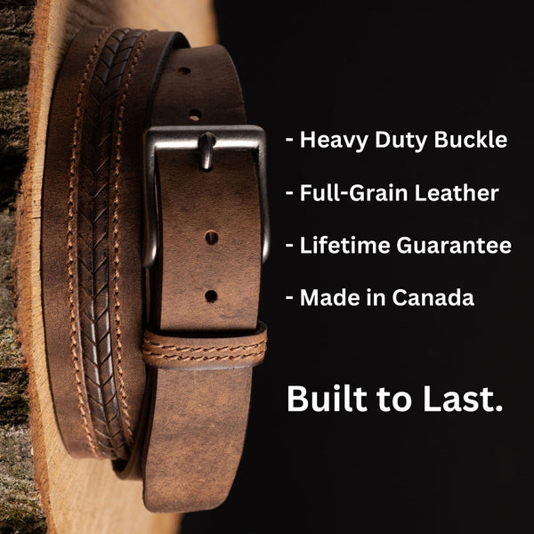 Brown Arrow Patterned 100% Real Distressed Leather Belt NAB Leather