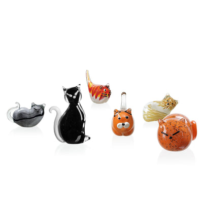 Art Glass Mini Cats -  Set of 6