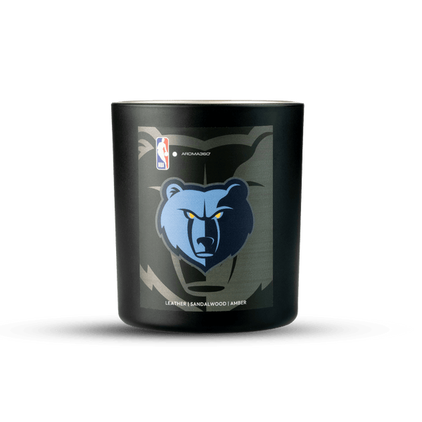 Black candle with Memphis Grizzlies logo on a white background