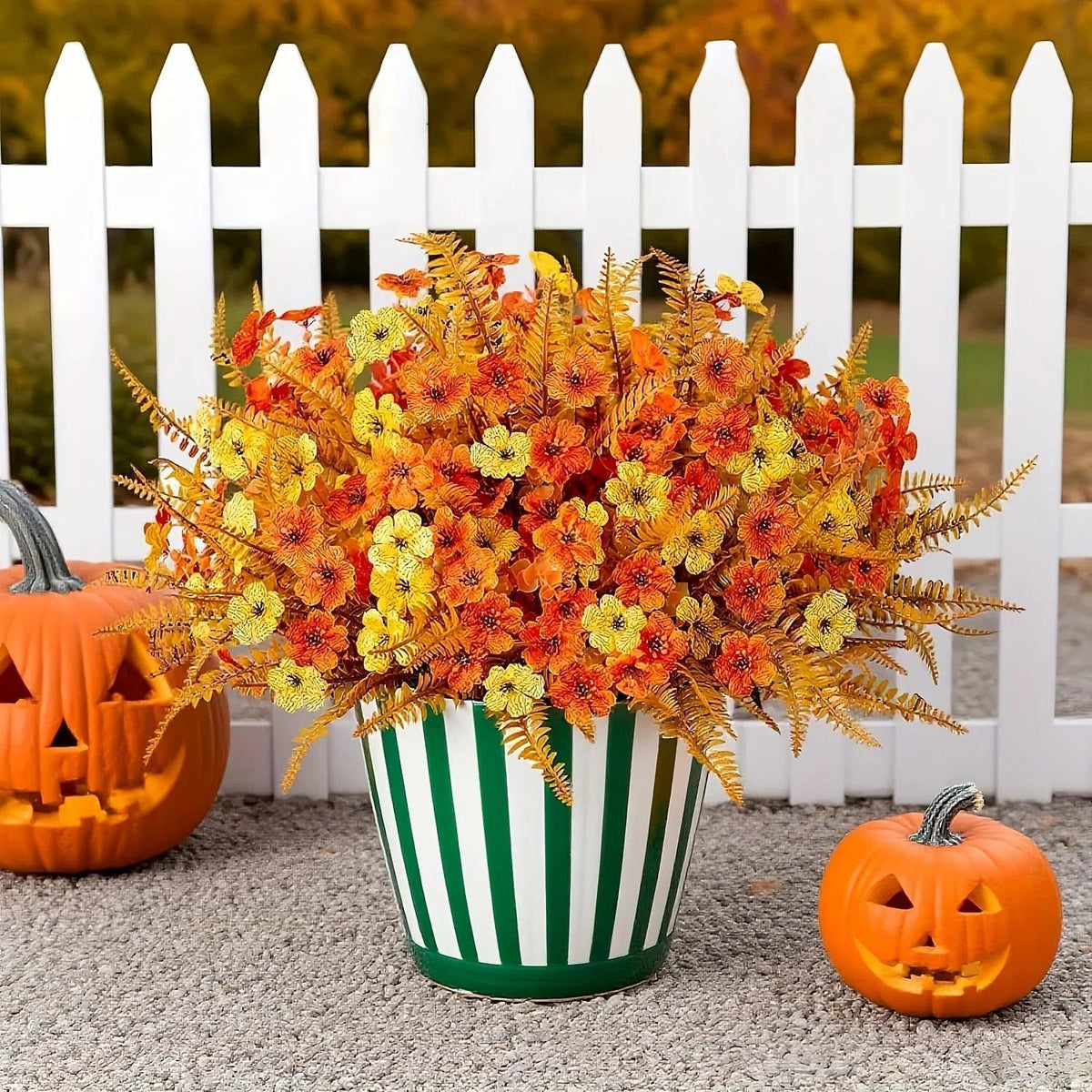 Artificial Flowers, Mixed Orange & Yellow Daisy, 7pcs Autumn Decoration
