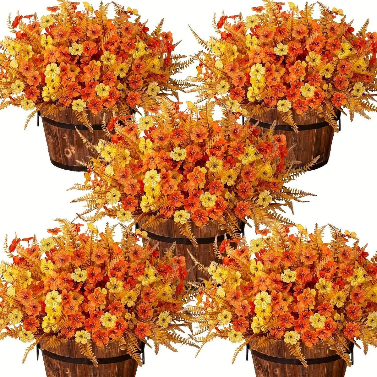 Artificial Flowers, Mixed Orange & Yellow Daisy, 7pcs Autumn Decoration