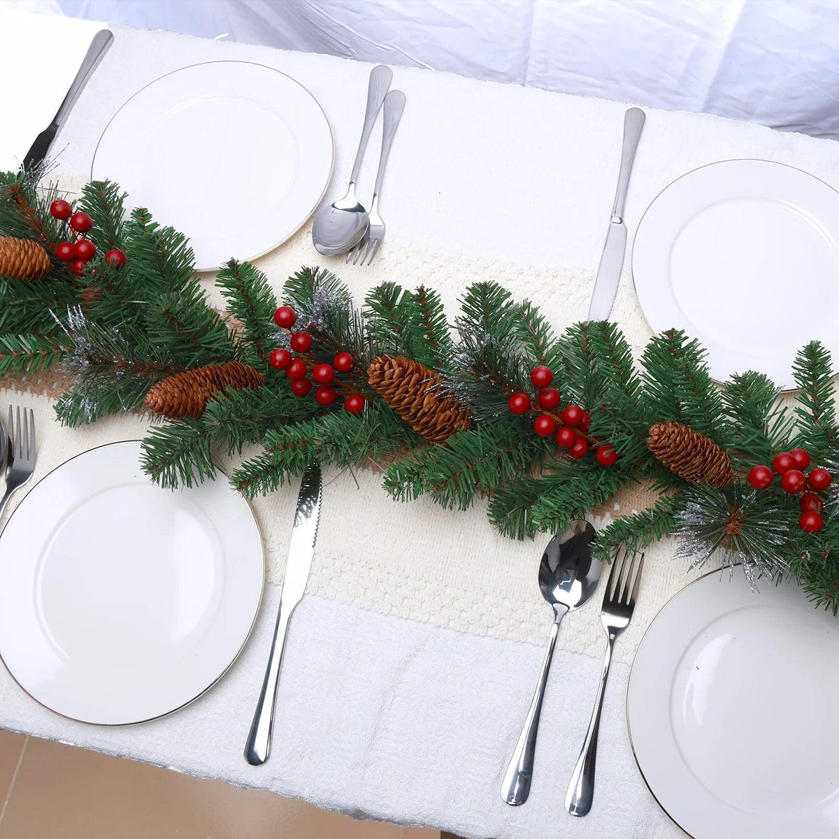 Artificial Pine Garland with Pine Cones, Extra Long