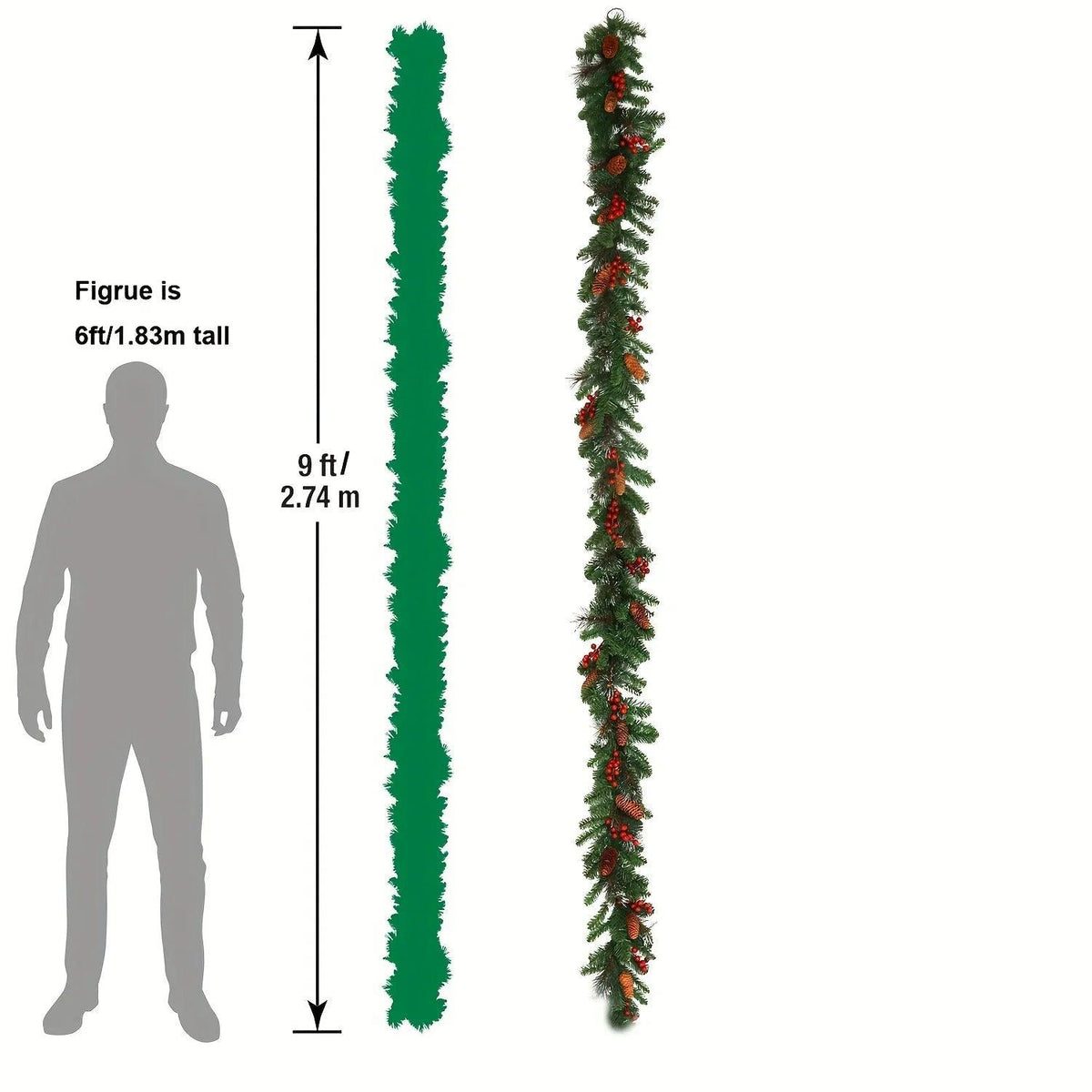 Artificial Pine Garland with Pine Cones, Extra Long
