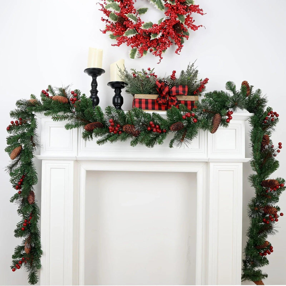 Artificial Pine Garland with Pine Cones, Extra Long