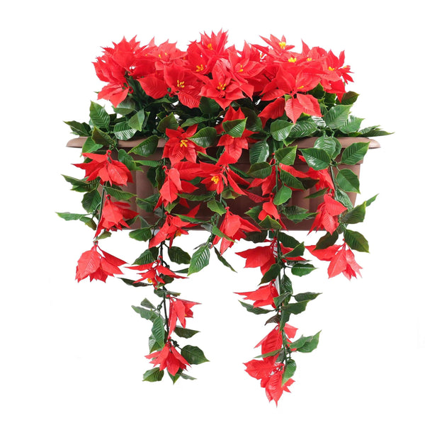 Draping Poinsettia Artificial Window Box Planter 20×14in – UV Resistant