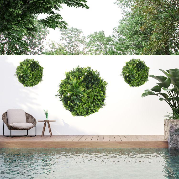 Artificial Green Wall Disc 20in – Black Frame – UV Resistant – Commercial Grade