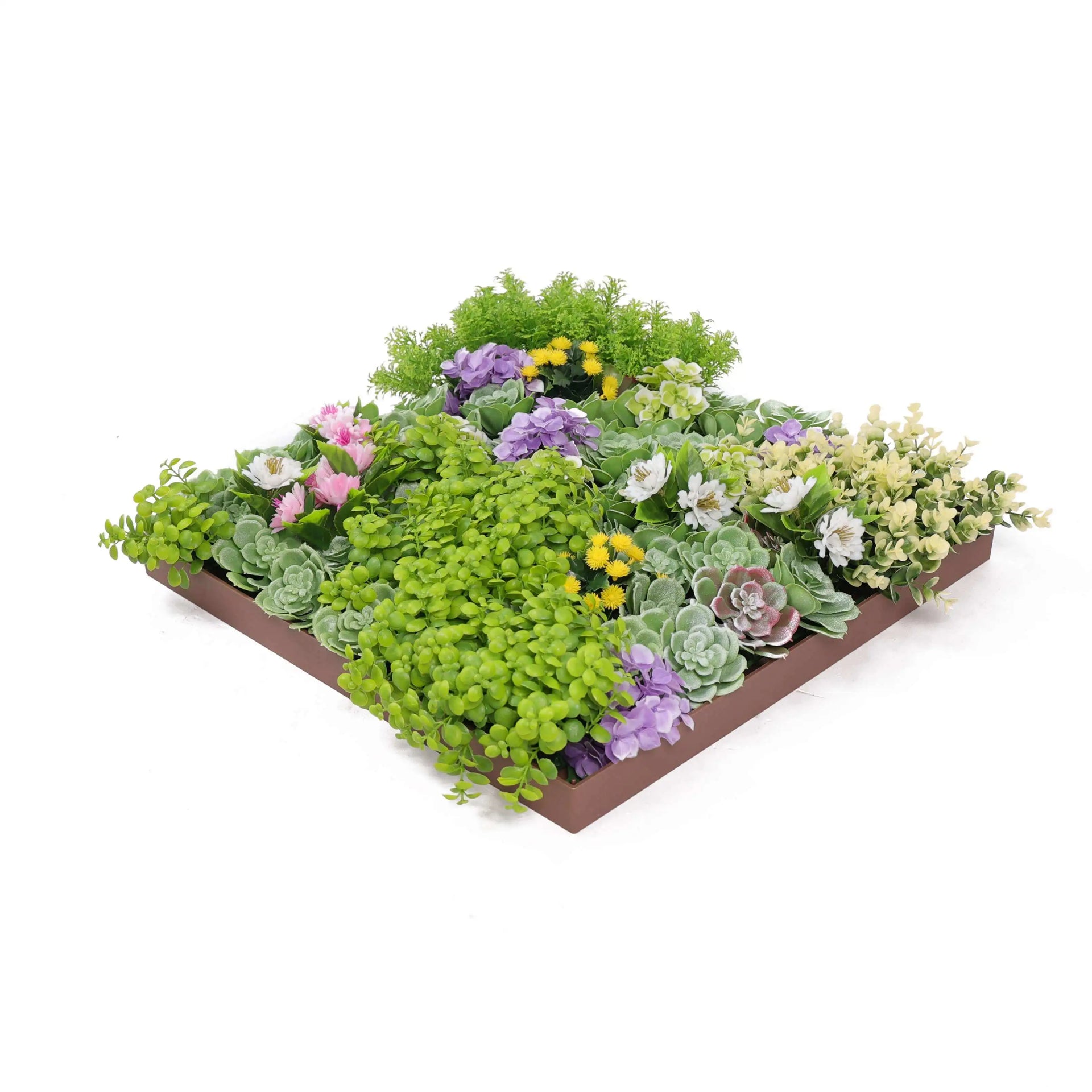 Artificial Moss and Succulent Hanging Wall Art Frame 20in – UV Resistant
