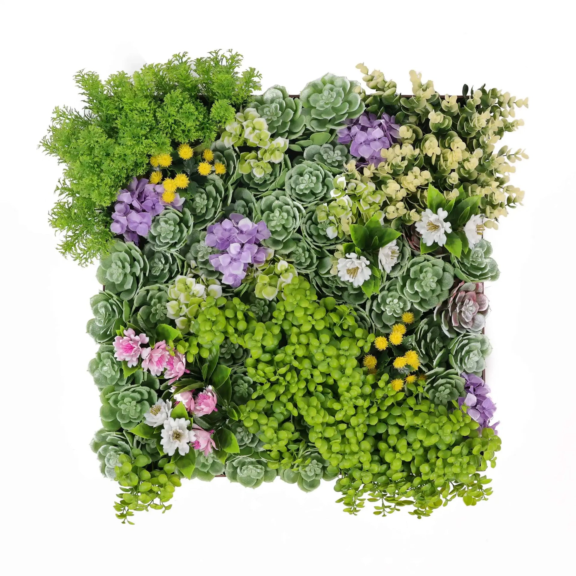 Artificial Moss and Succulent Hanging Wall Art Frame 20in – UV Resistant
